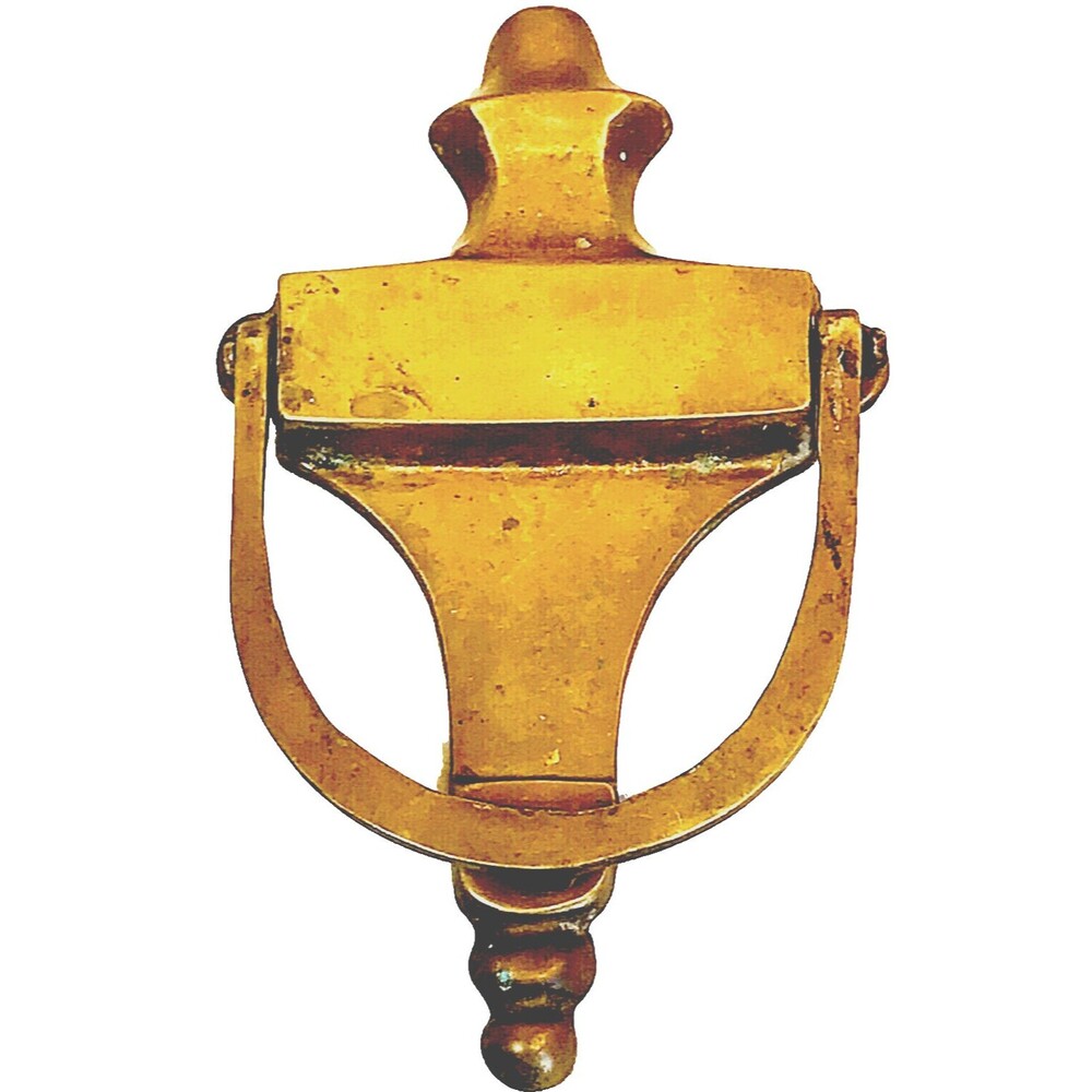 Antique Brass Door Knocker 8 in Salvage Finial Urn Acorn Classic Vintage Patina